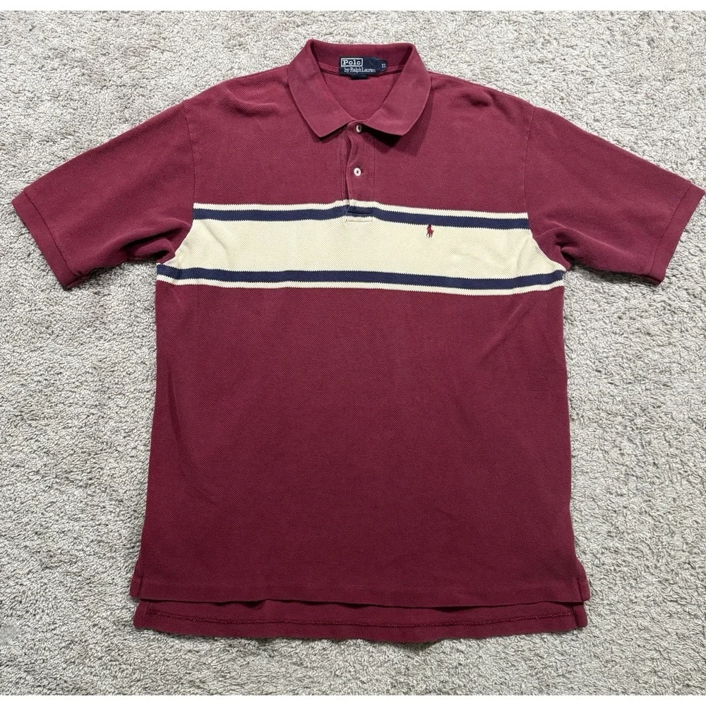 Polo Ralph Lauren Men's Rugby Short Sleeve‎ Striped Shirt Preppy Academia XL